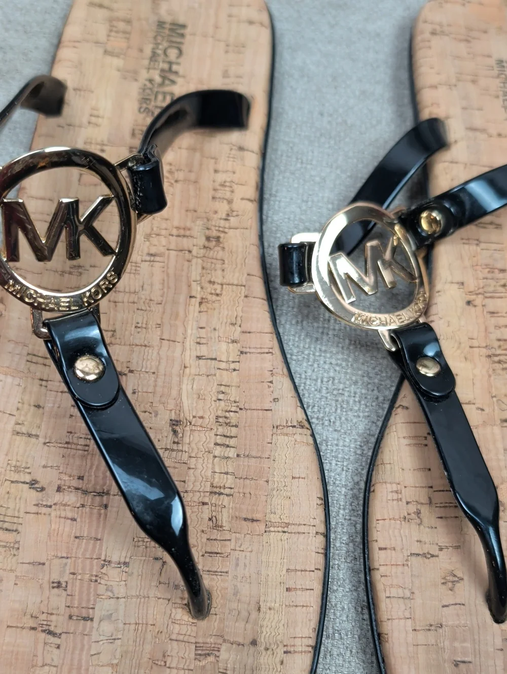 Michael Kors Black MK Logo Cork Sandals Size 10